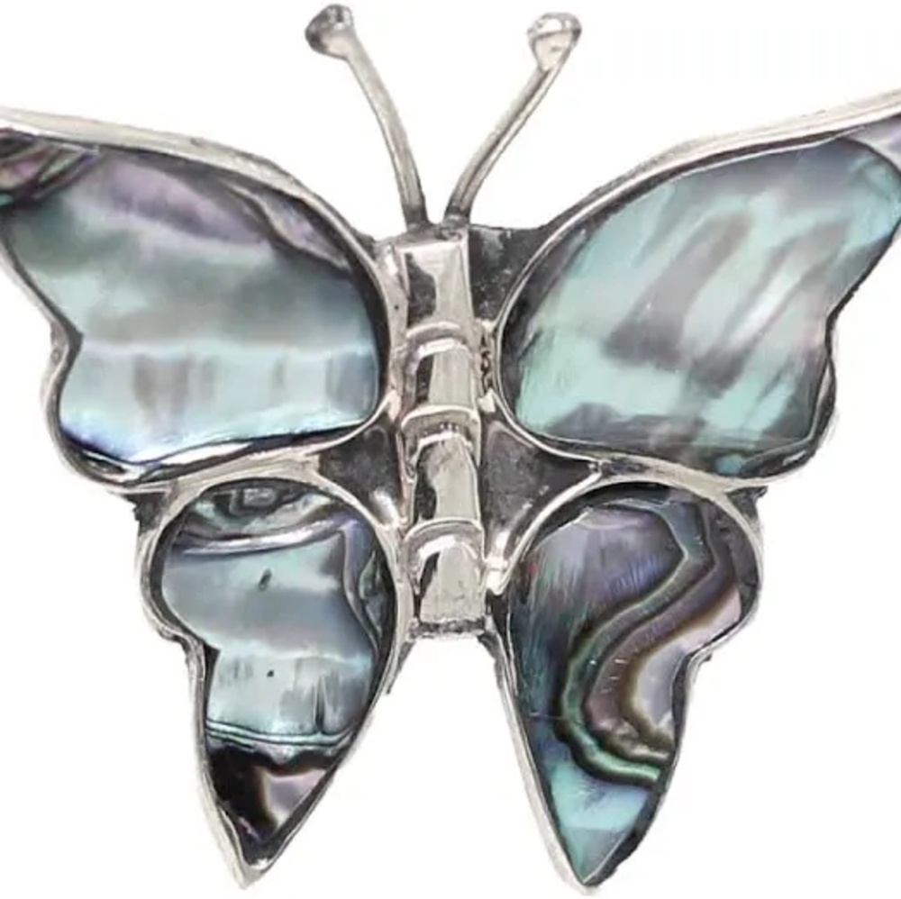 Silver and Abalone Butterfly Brooch